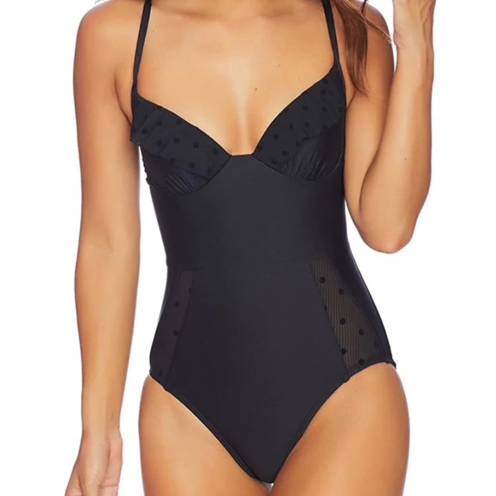 Ella Moss Sheer Dot One Piece - Black/M
